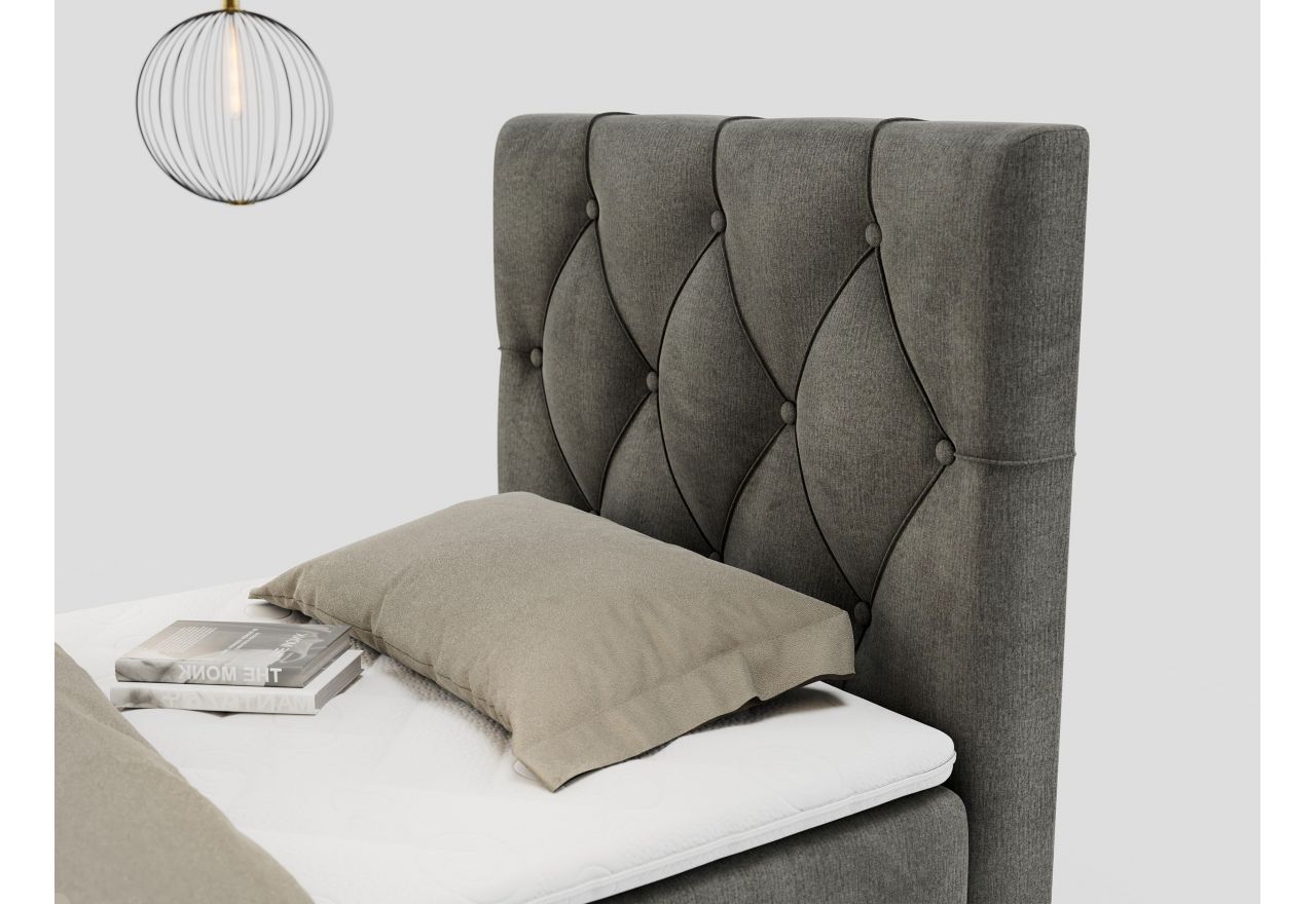 Łóżko kontynentalne ALDA 90x200 - H3 - ciemnoszary, welwet - strona prawa