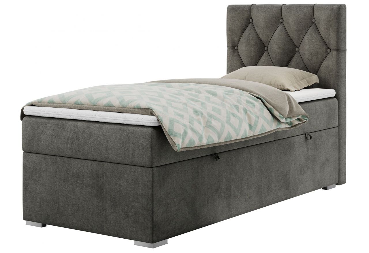 Łóżko kontynentalne ALDA 90x200 - H3 - ciemnoszary, welwet - strona prawa