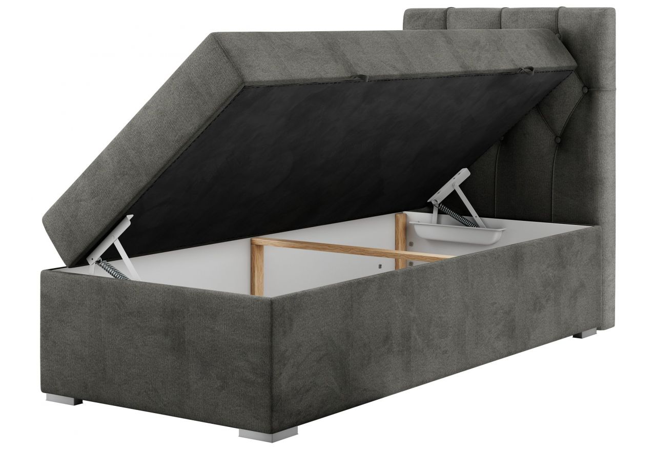 Łóżko kontynentalne ALDA 90x200 - H3 - ciemnoszary, welwet - strona prawa