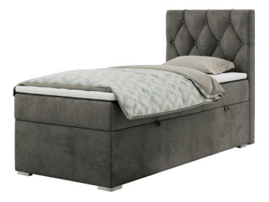 Łóżko kontynentalne ALDA 90x200 - H4 - ciemnoszary, welwet - strona prawa