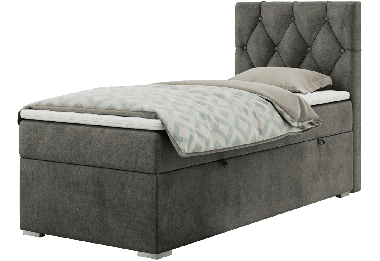 Łóżko kontynentalne ALDA 90x200 - H4 - ciemnoszary, welwet - strona prawa