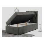 Łóżko kontynentalne ALDA 90x200 - H4 - ciemnoszary, welwet - strona prawa