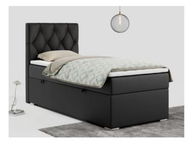 Łóżko kontynentalne ALDA 90x200 - H3 - czarny, ekoskóra - strona lewa