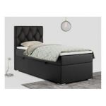 Łóżko kontynentalne ALDA 90x200 - H3 - czarny, ekoskóra - strona lewa