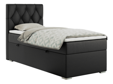 Łóżko kontynentalne ALDA 90x200 - H3 - czarny, ekoskóra - strona lewa