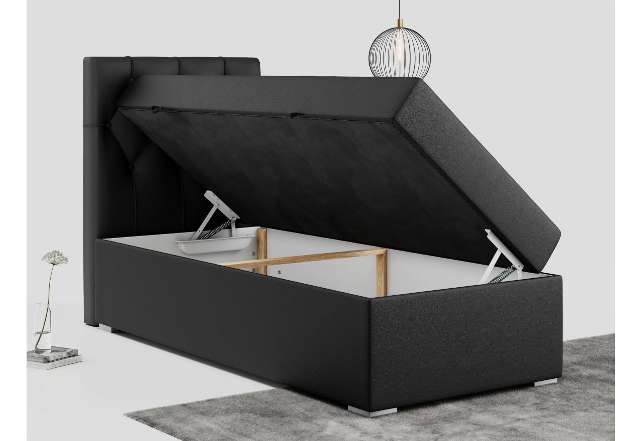 Łóżko kontynentalne ALDA 90x200 - H3 - czarny, ekoskóra - strona lewa