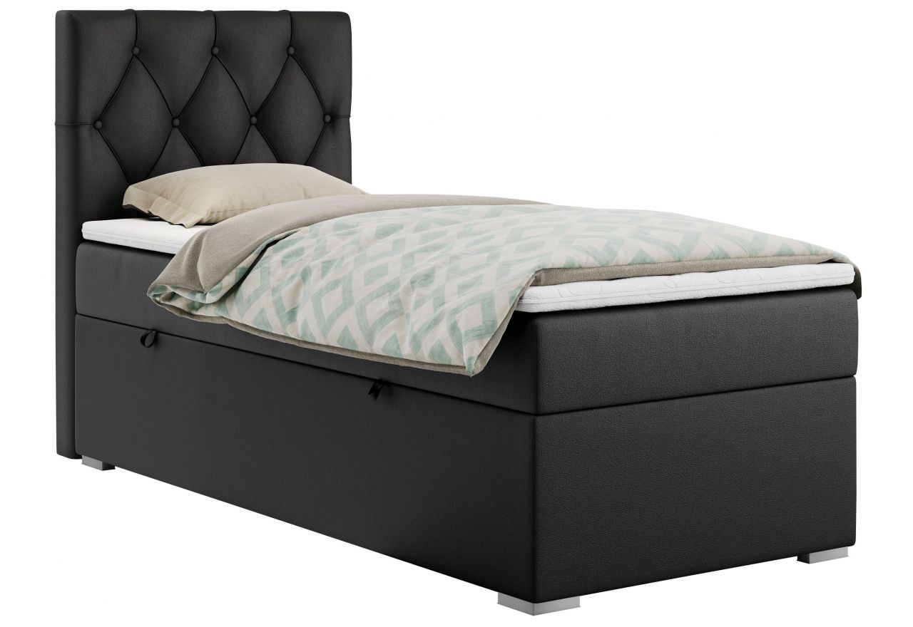 Łóżko kontynentalne ALDA 90x200 - H3 - czarny, ekoskóra - strona lewa