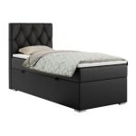 Łóżko kontynentalne ALDA 90x200 - H3 - czarny, ekoskóra - strona lewa