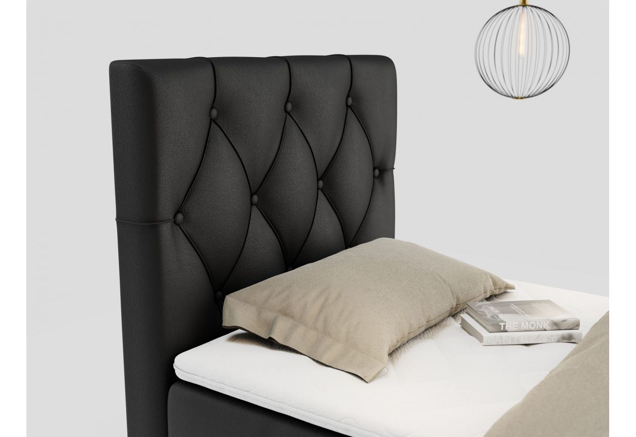 Łóżko kontynentalne ALDA 90x200 - H4 - czarny, ekoskóra - strona lewa