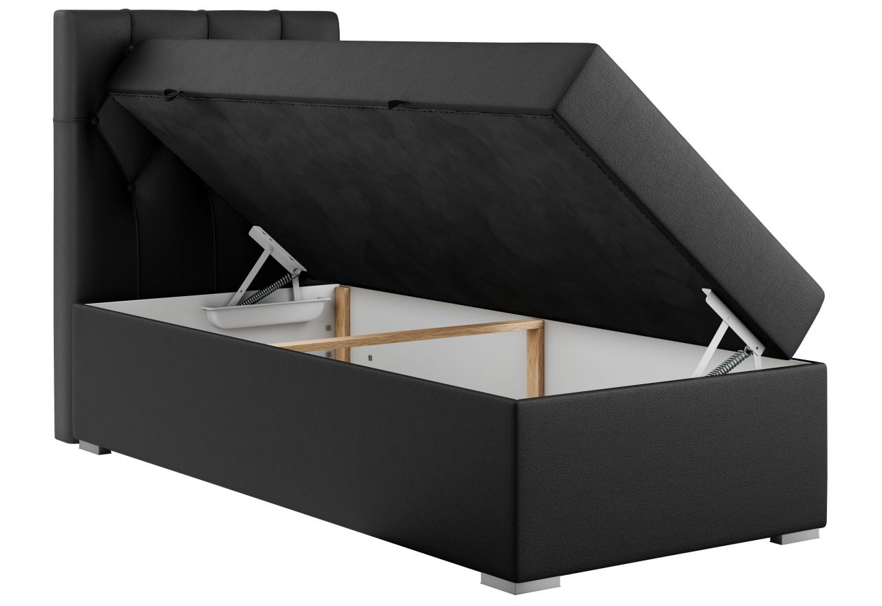 Łóżko kontynentalne ALDA 90x200 - H4 - czarny, ekoskóra - strona lewa