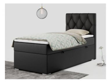 Łóżko kontynentalne ALDA 90x200 - H3 - czarny, ekoskóra - strona prawa