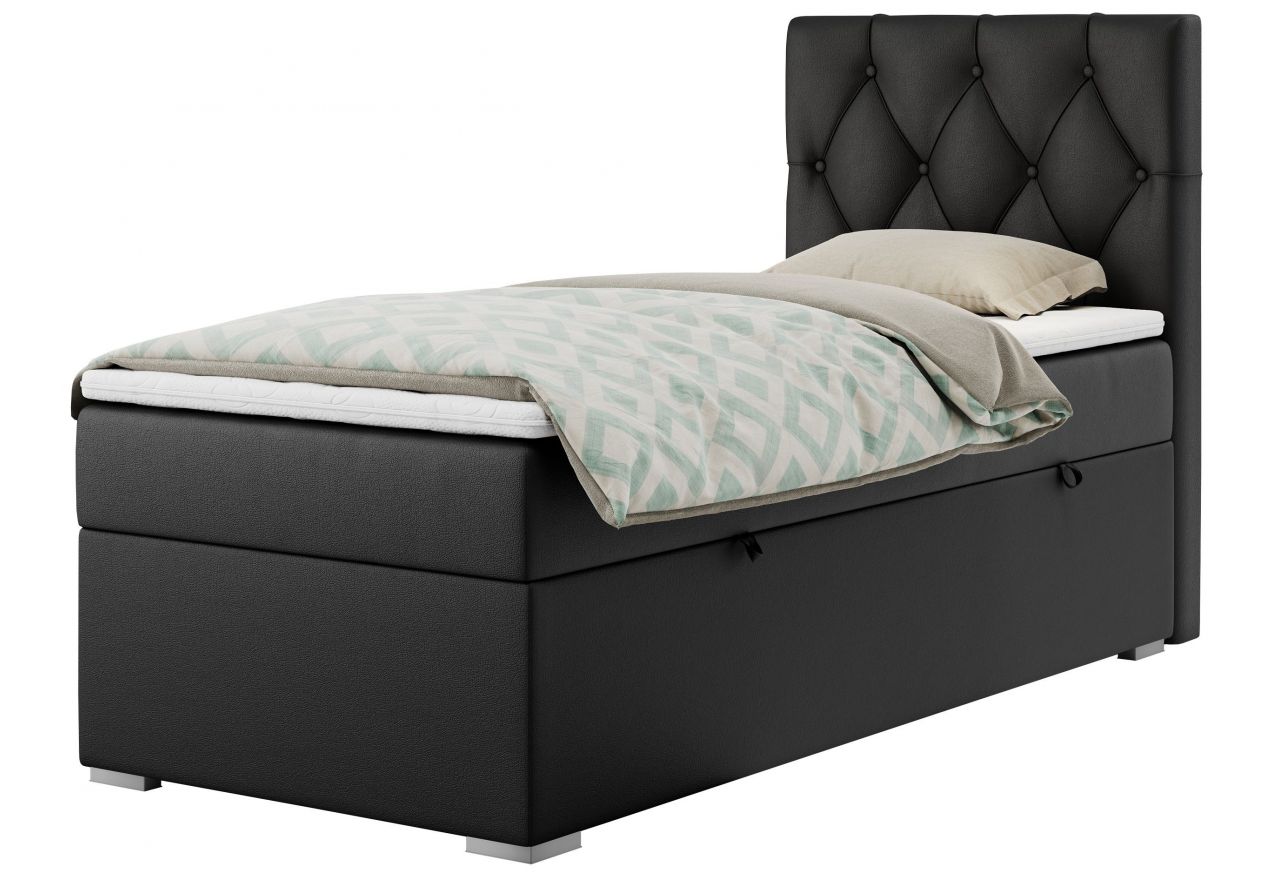 Łóżko kontynentalne ALDA 90x200 - H3 - czarny, ekoskóra - strona prawa