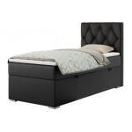 Łóżko kontynentalne ALDA 90x200 - H3 - czarny, ekoskóra - strona prawa