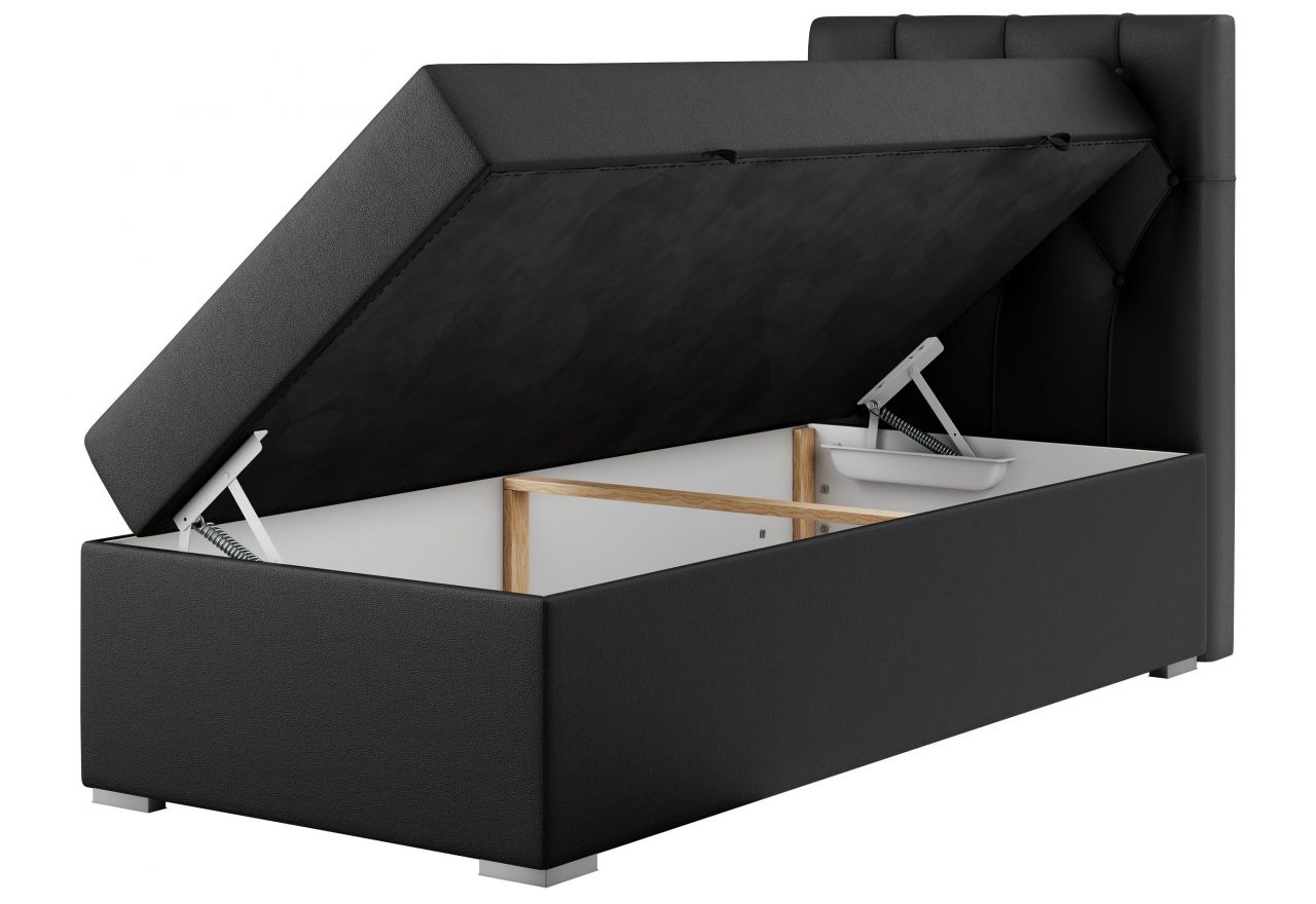 Łóżko kontynentalne ALDA 90x200 - H3 - czarny, ekoskóra - strona prawa