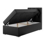 Łóżko kontynentalne ALDA 90x200 - H3 - czarny, ekoskóra - strona prawa