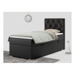 Łóżko kontynentalne ALDA 90x200 - H4 - czarny, ekoskóra - strona prawa