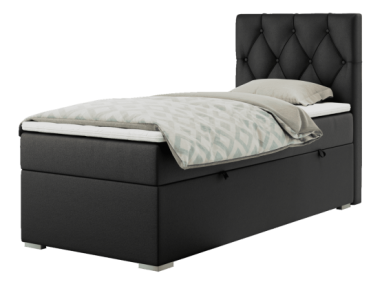 Łóżko kontynentalne ALDA 90x200 - H4 - czarny, ekoskóra - strona prawa