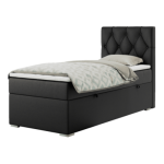 Łóżko kontynentalne ALDA 90x200 - H4 - czarny, ekoskóra - strona prawa