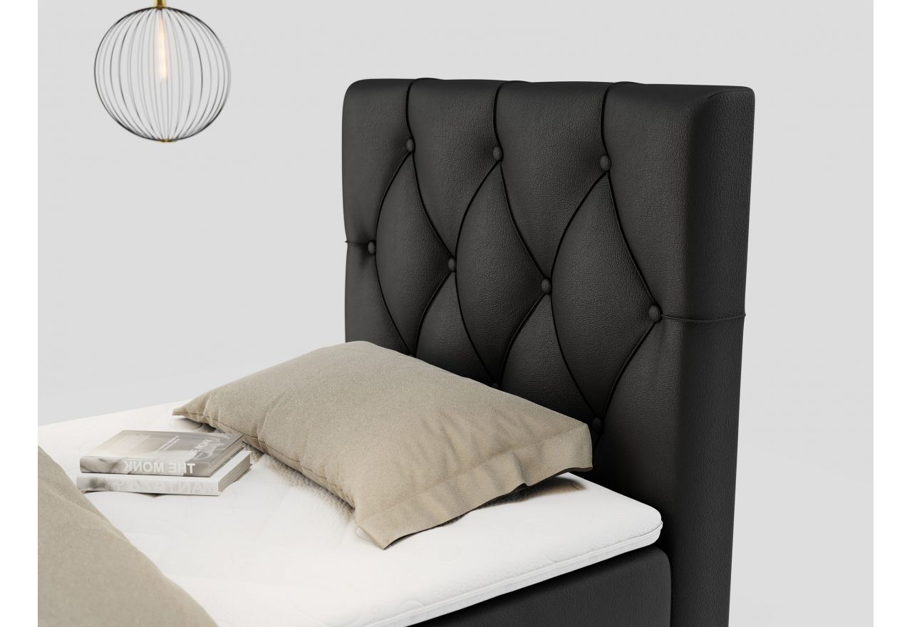 Łóżko kontynentalne ALDA 90x200 - H4 - czarny, ekoskóra - strona prawa