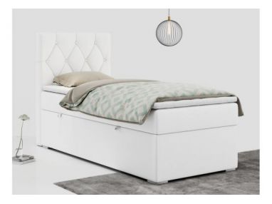 Łóżko kontynentalne ALDA 90x200 - H3 - biały, ekoskóra - strona lewa