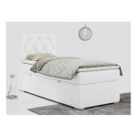 Łóżko kontynentalne ALDA 90x200 - H3 - biały, ekoskóra - strona lewa