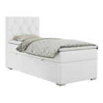 Łóżko kontynentalne ALDA 90x200 - H3 - biały, ekoskóra - strona lewa