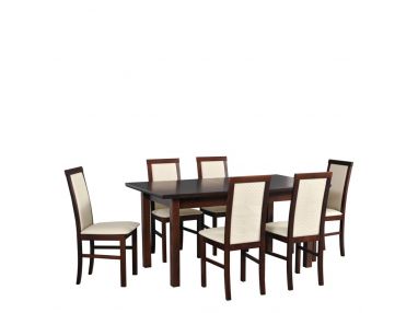 Elegancki zestaw z krzesłami i stołem rozkładanym do salonu - stół MARS 5 L S + krzesła NUN 6