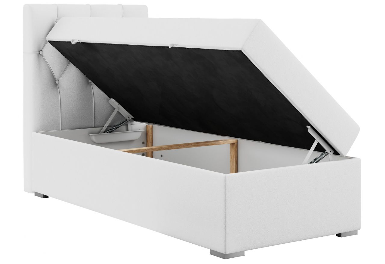 Łóżko kontynentalne ALDA 90x200 - H3 - biały, ekoskóra - strona lewa