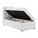 Łóżko kontynentalne ALDA 90x200 - H3 - biały, ekoskóra - strona lewa