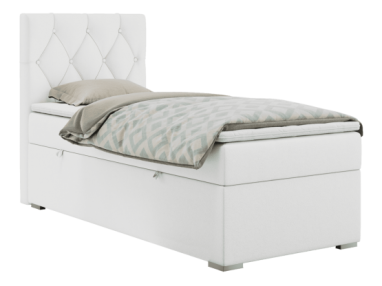 Łóżko kontynentalne ALDA 90x200 - H4 - biały, ekoskóra - strona lewa