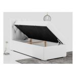 Łóżko kontynentalne ALDA 90x200 - H4 - biały, ekoskóra - strona lewa