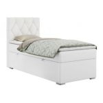 Łóżko kontynentalne ALDA 90x200 - H4 - biały, ekoskóra - strona lewa