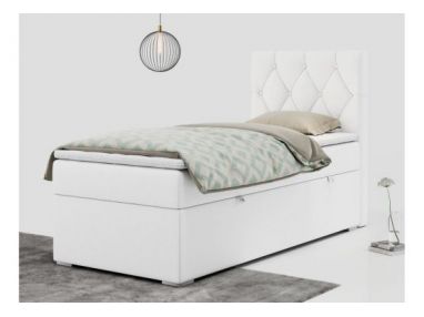 Łóżko kontynentalne ALDA 90x200 - H3 - biały, ekoskóra - strona prawa