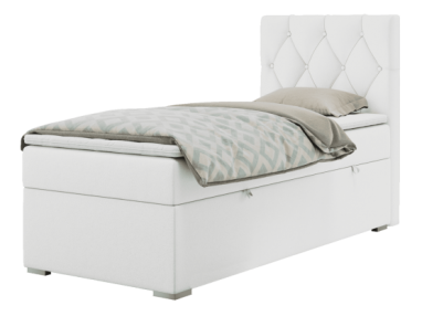 Łóżko kontynentalne ALDA 90x200 - H3 - biały, ekoskóra - strona prawa