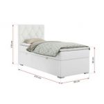 Łóżko kontynentalne ALDA 90x200 - H3 - biały, ekoskóra - strona prawa