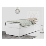 Łóżko kontynentalne ALDA 90x200 - H4 - biały, ekoskóra - strona prawa