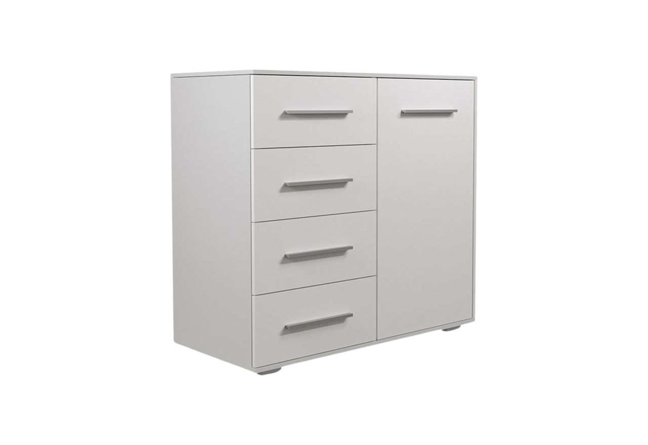 Komoda w nowoczesnym stylu z szufladami i drzwiami 90 cm - FIORDA Biały