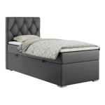 Łóżko kontynentalne ALDA 90x200 - H3 - ciemnoszary, ekoskóra - strona lewa