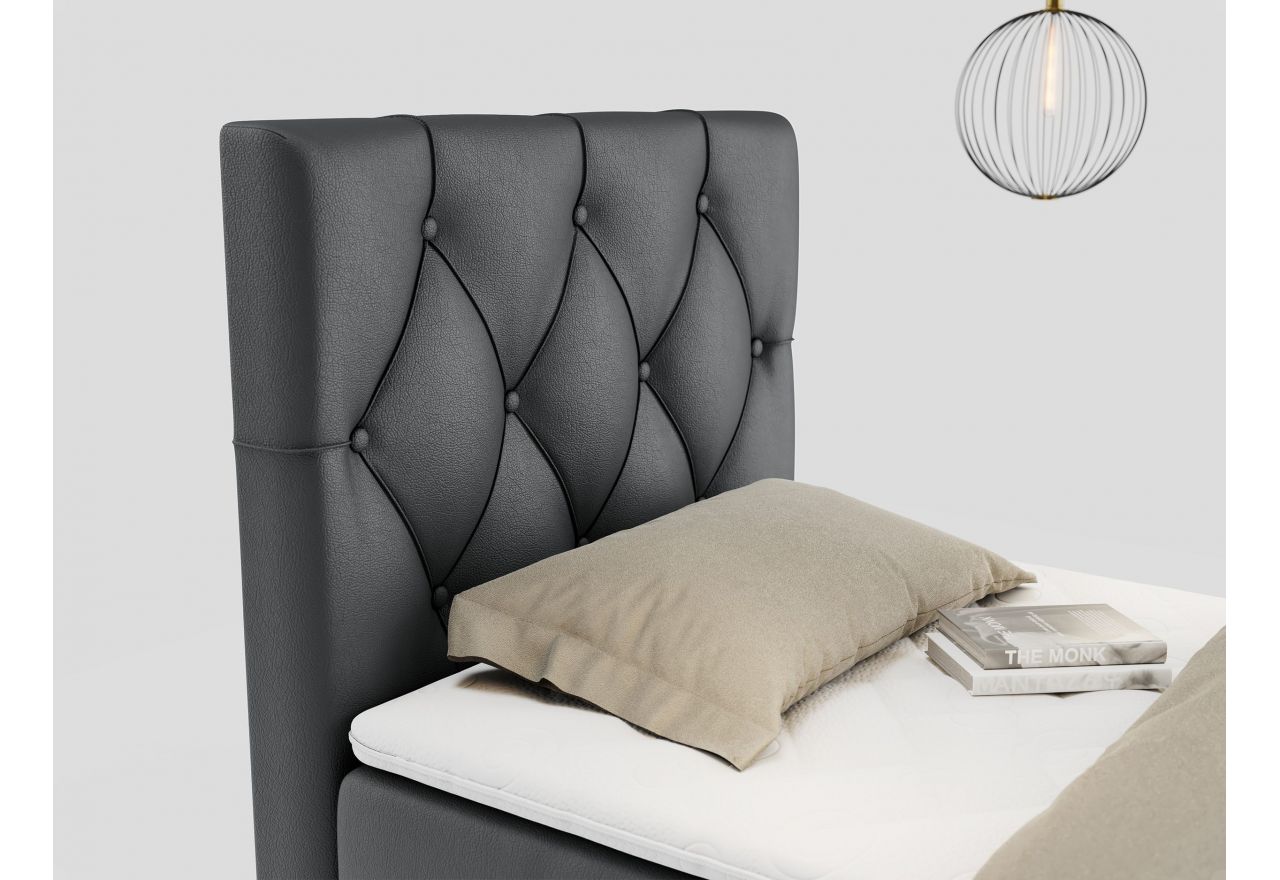 Łóżko kontynentalne ALDA 90x200 - H3 - ciemnoszary, ekoskóra - strona lewa