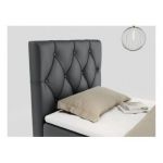 Łóżko kontynentalne ALDA 90x200 - H3 - ciemnoszary, ekoskóra - strona lewa