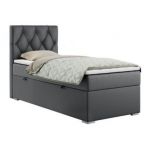 Łóżko kontynentalne ALDA 90x200 - H3 - ciemnoszary, ekoskóra - strona lewa