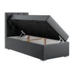 Łóżko kontynentalne ALDA 90x200 - H3 - ciemnoszary, ekoskóra - strona lewa