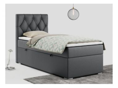 Łóżko kontynentalne ALDA 90x200 - H4 - ciemnoszary, ekoskóra - strona lewa