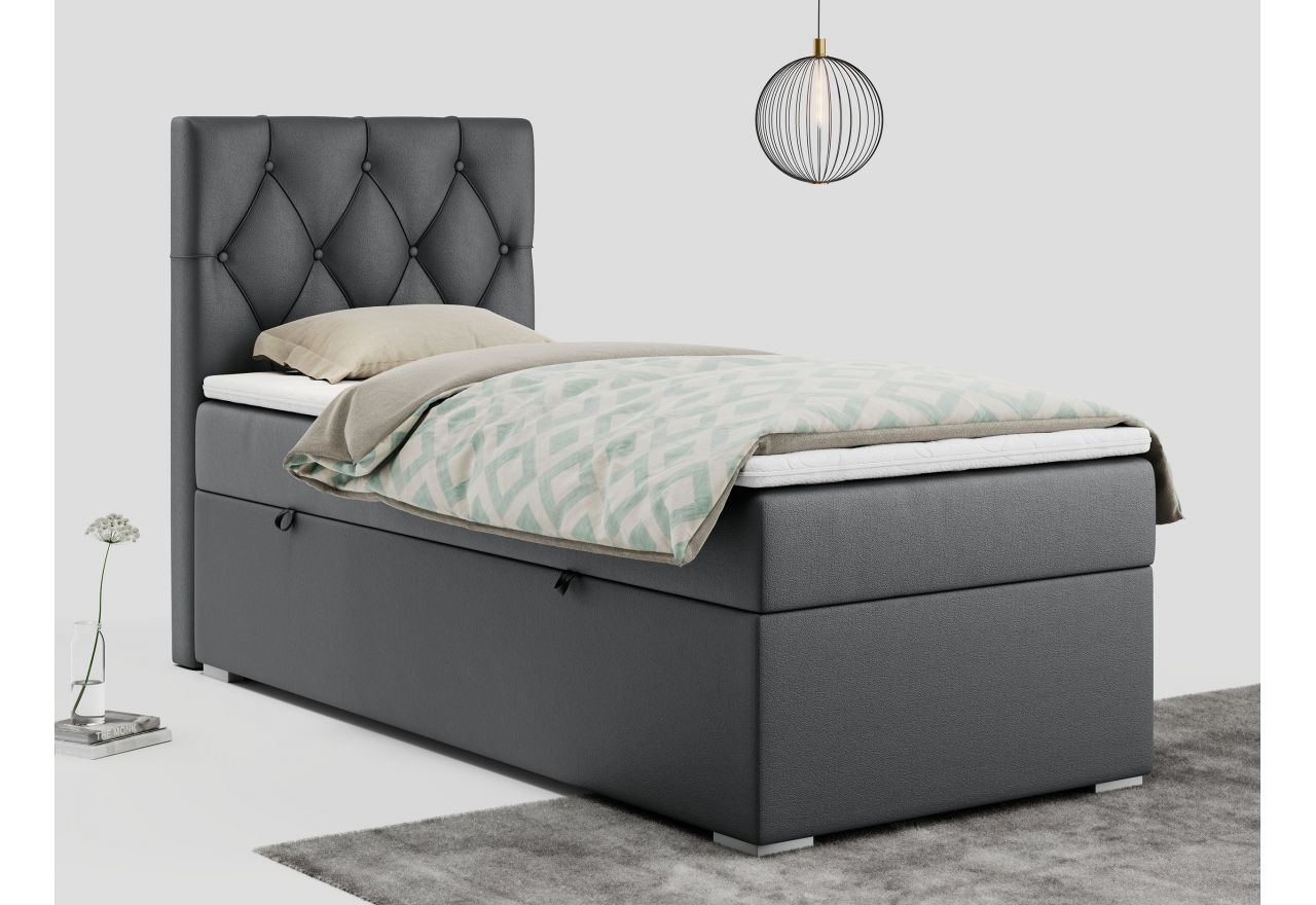 Łóżko kontynentalne ALDA 90x200 - H4 - ciemnoszary, ekoskóra - strona lewa