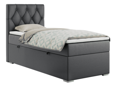 Łóżko kontynentalne ALDA 90x200 - H4 - ciemnoszary, ekoskóra - strona lewa