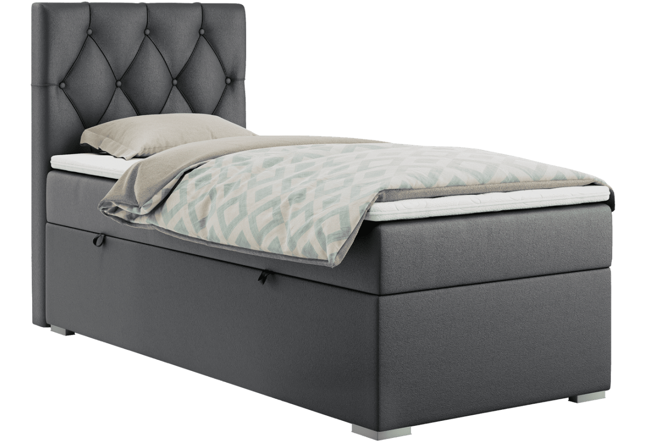 Łóżko kontynentalne ALDA 90x200 - H4 - ciemnoszary, ekoskóra - strona lewa