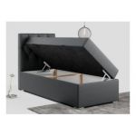 Łóżko kontynentalne ALDA 90x200 - H4 - ciemnoszary, ekoskóra - strona lewa