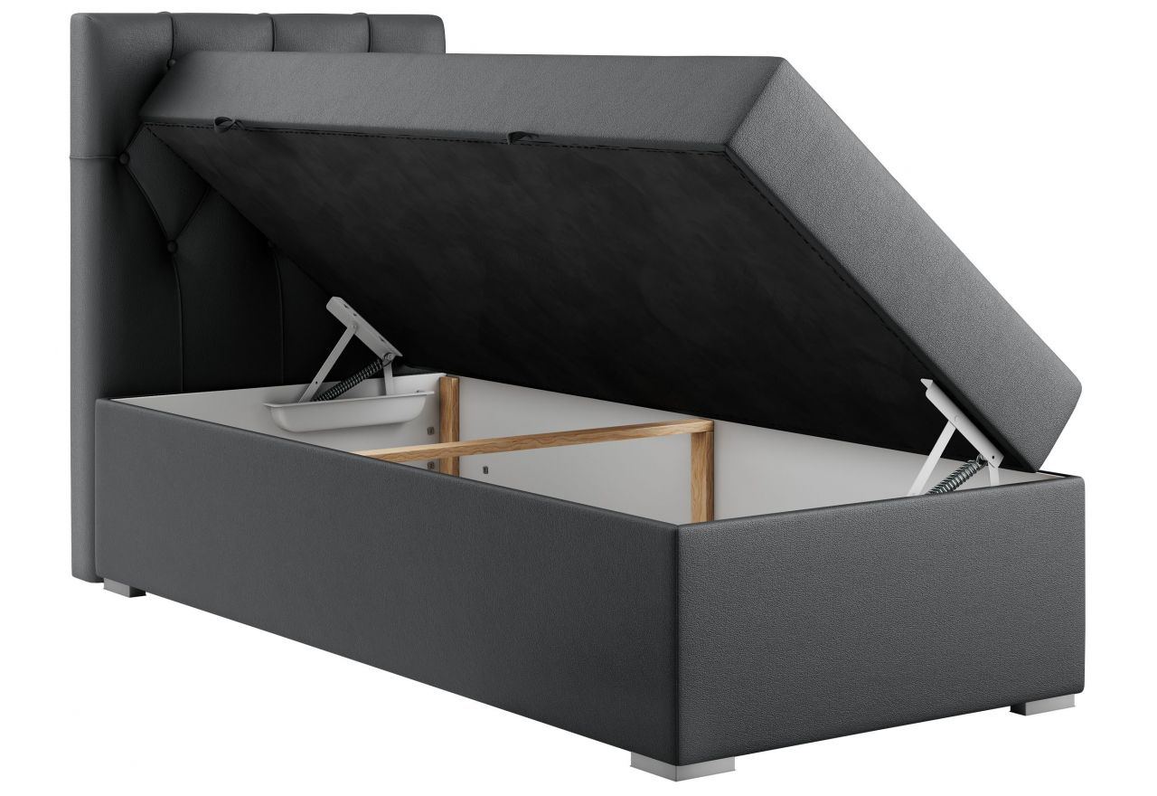 Łóżko kontynentalne ALDA 90x200 - H4 - ciemnoszary, ekoskóra - strona lewa