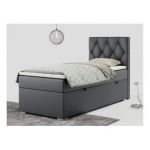 Łóżko kontynentalne ALDA 90x200 - H3 - ciemnoszary, ekoskóra - strona prawa