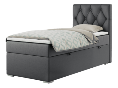 Łóżko kontynentalne ALDA 90x200 - H3 - ciemnoszary, ekoskóra - strona prawa